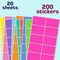 Colored Labels Stickers 3" x 2", 200 Pack, 10 Colors Adhesive Moving Labels for Boxes, Storage Containers, Organization, and Color Coding Name Tags